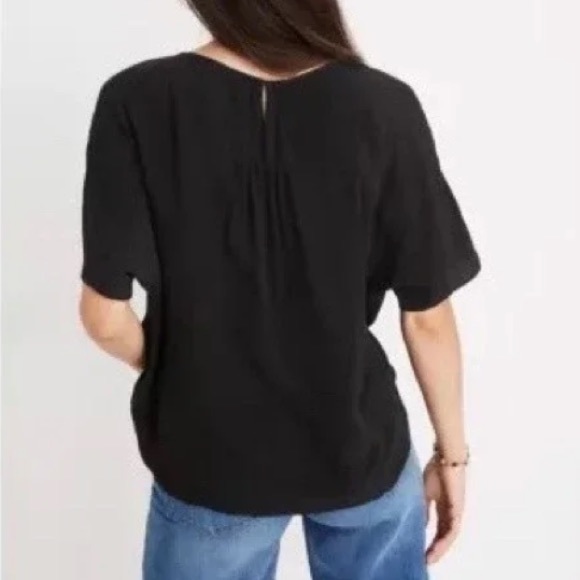 Like New Black Madewell Rhyme Top Short Sleeve Oversized Blouse Top - Picture 2 of 8